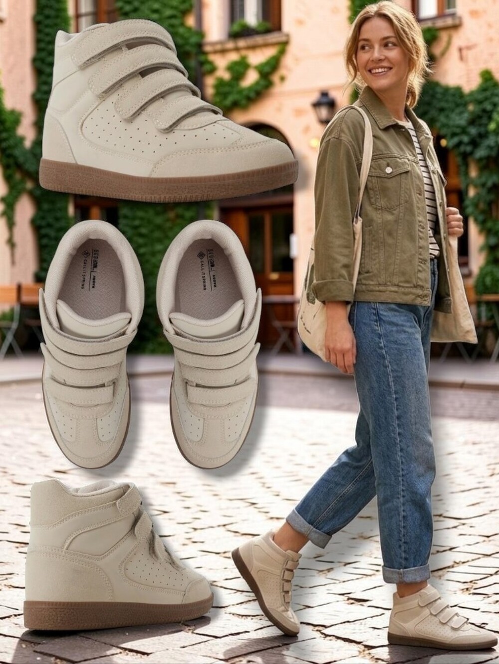 Call It Spring Women's Nikcolette Bone Multi High-Top Wedge Sneakers